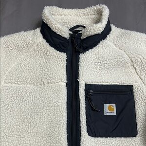 Carhartt WIP Sherpa Fleece Jacket - White and Black. Size Med. Like new
